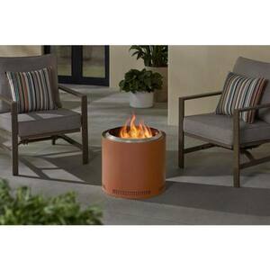 19 in. Outdoor Stainless Steel Wood Burning Burnt Orange Smokeless Fire Pit