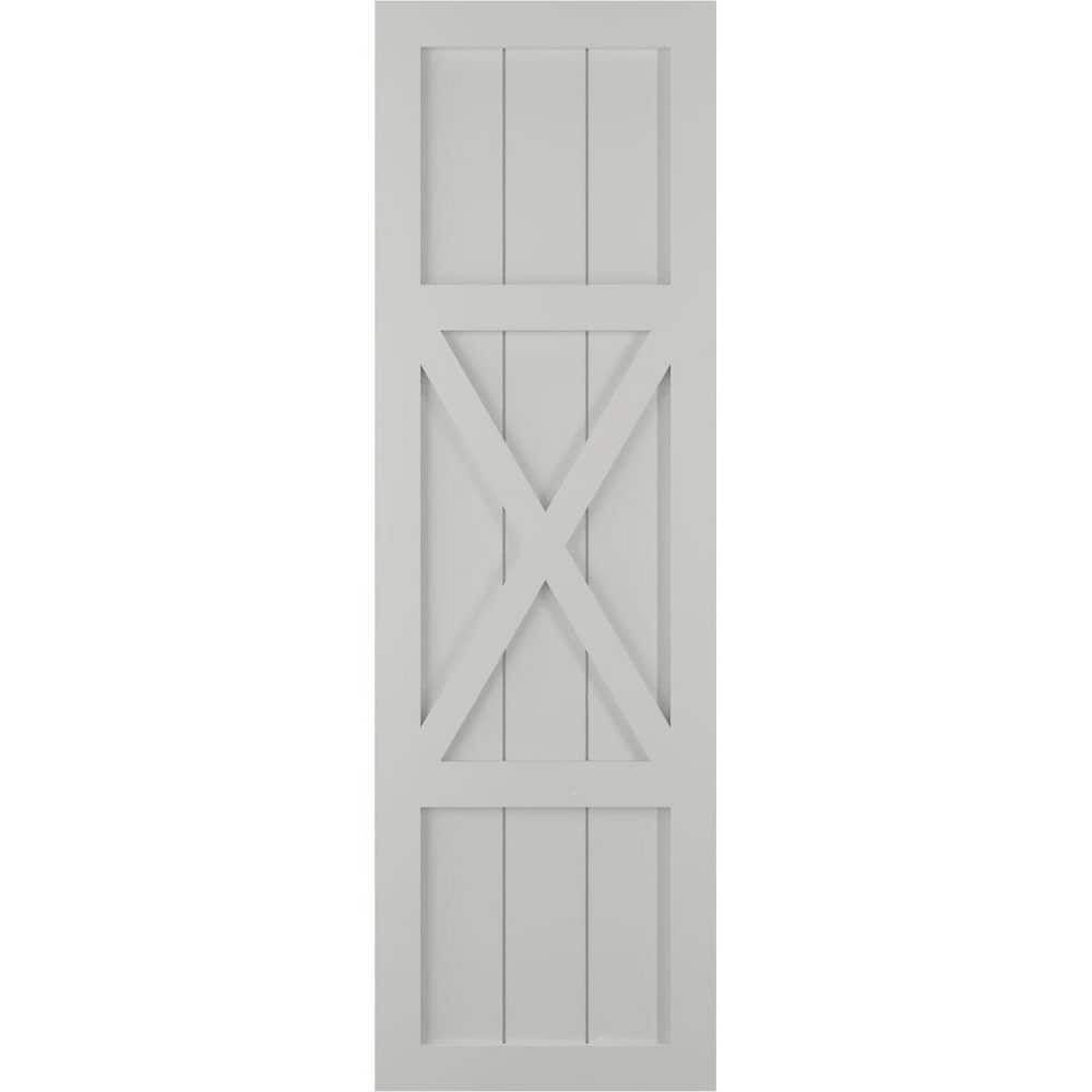 12 in. x 43 in. True Fit PVC Center X-Board Farmhouse Fixed Mount Board and Batten Shutters Pair in Hailstorm Gray price history on PriceWatchPro