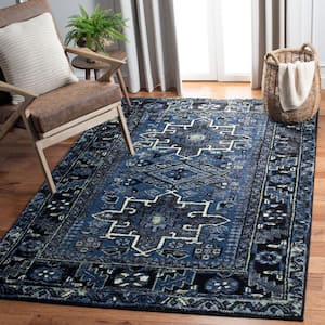 Vintage Hamadan Blue/Gray 8 ft. x 10 ft. Floral Border Area Rug