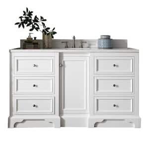 De Soto 61.3 in. W x 23.5 in.D x 36.3 in. H Single Bath Vanity in Bright White with Soild Surface Top in Arctic Fall
