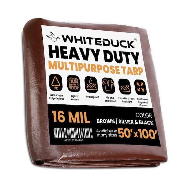 8 oz. Poly Tarpaulin 50 x 100 Brown