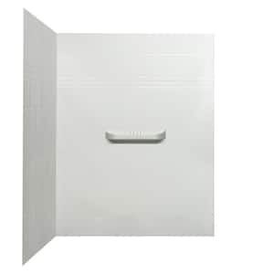 William 36 in. x 60 in. x 75 in. 2-Piece Acrylic Glue-Up Corner Shower Wall Kit with Integrated Shelf in White