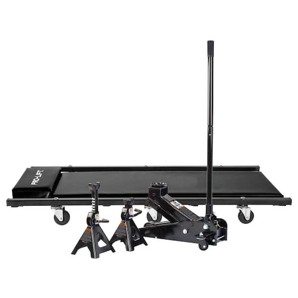 Photo 1 of 3-Ton Heavy-Duty Floor Jack/Jack Stands and Creeper Combo in Black