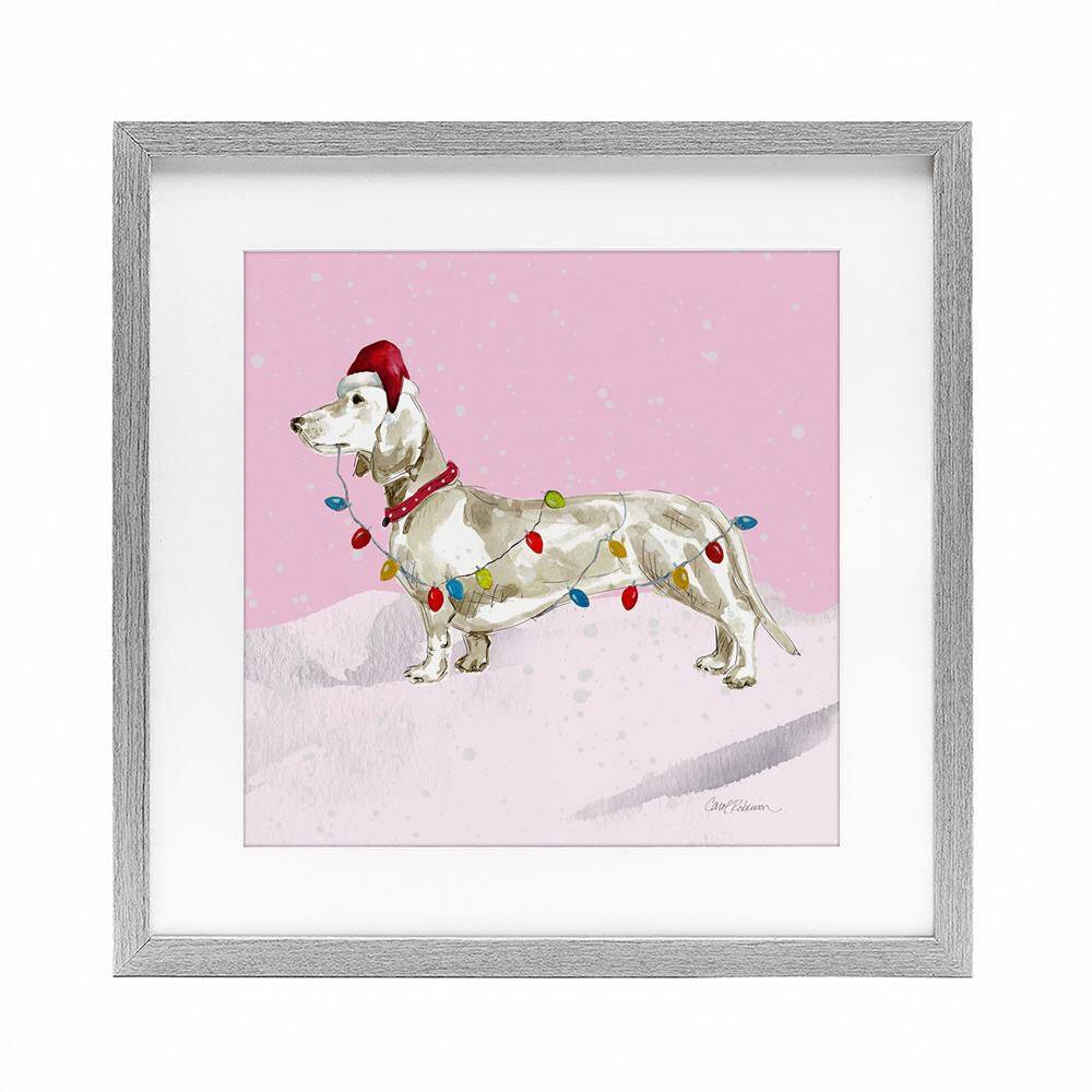 Christmas Lights Dachshund by Carol Robinson 1-Piece Gray Framed Graphic Animal Art Print 16 in. x 16 in. price history on PriceWatchPro