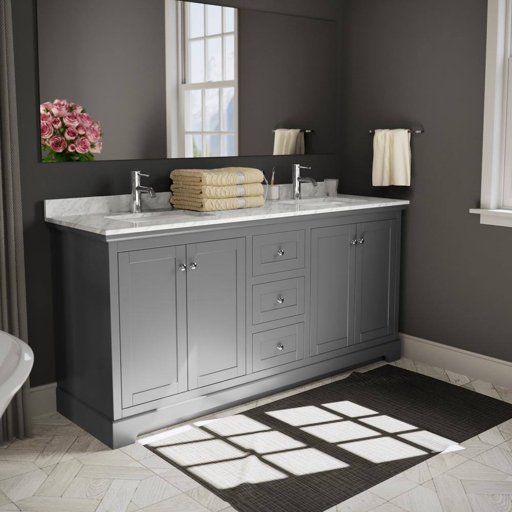 Avery 60" Dark Gray Double Bathroom Vanity with Marble Top
