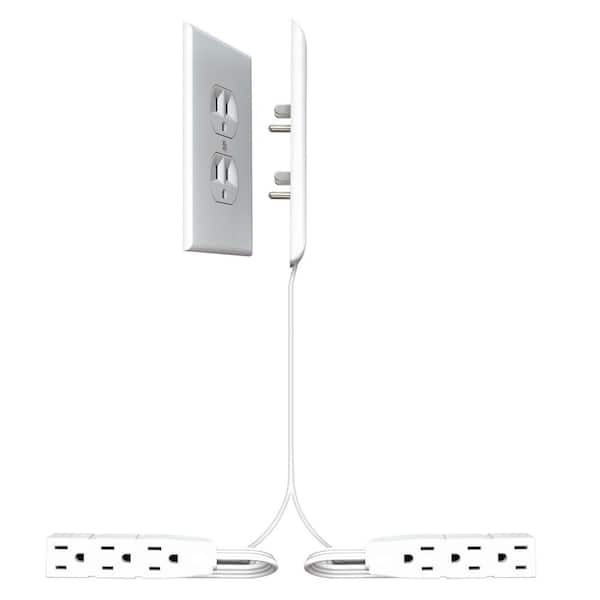 Sleek Socket Two 8 ft. Ultra-Thin Electrical Outlet Cover with Side-by-Side 3-Outlet Power Strips and Cord Management Kit
