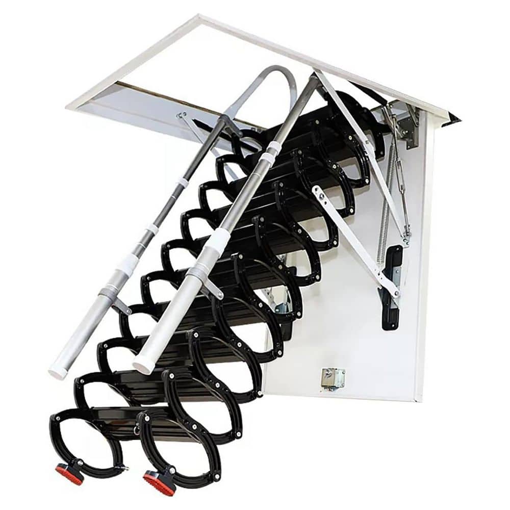 12-Step Retractable Attic Ladder Ceiling Mount Folding Loft Stairs with Armrests Hidden Extension for Garage 1 Piece price history on PriceWatchPro