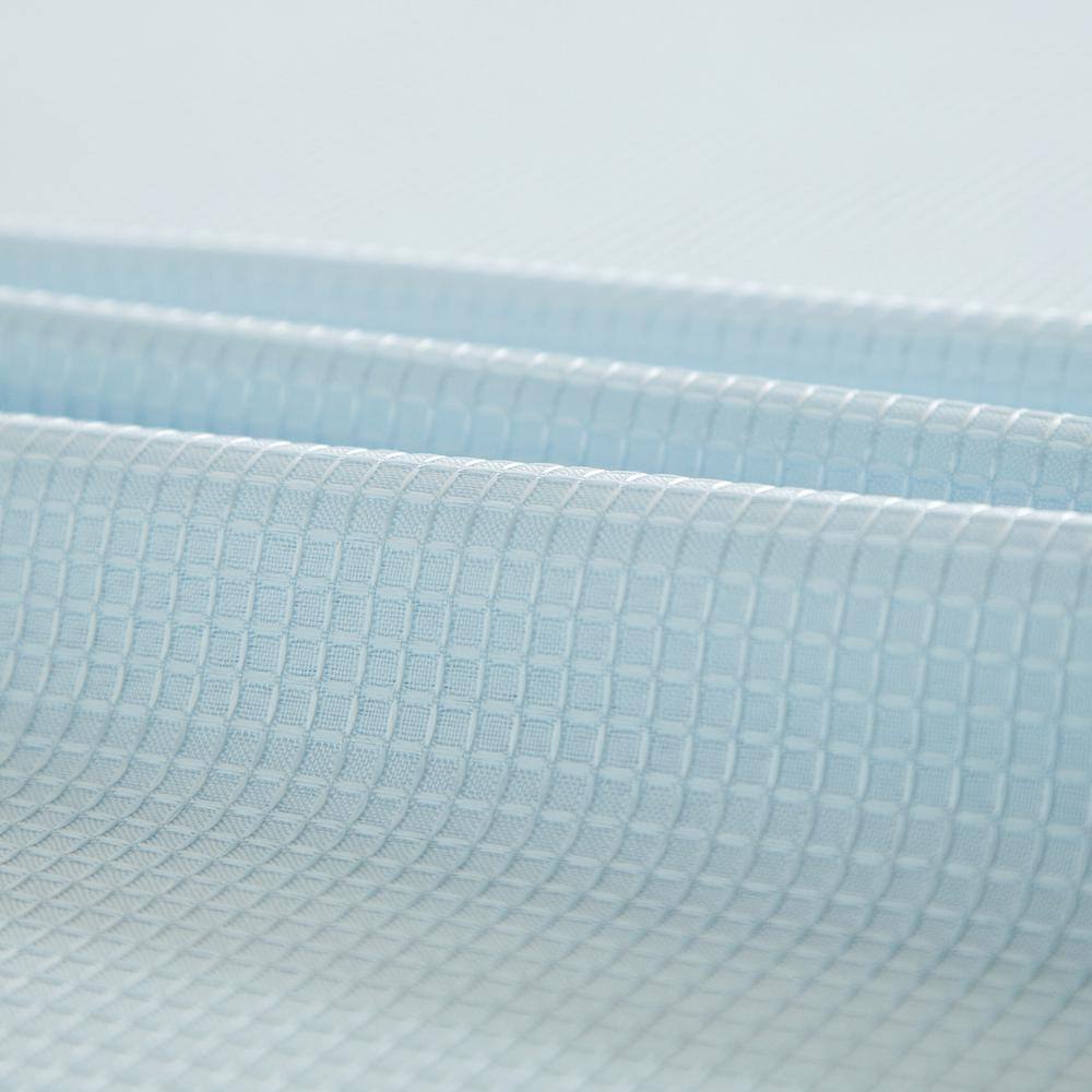 Sky Blue Waffle Weave Fabric Shower Curtain with Detachable Liner