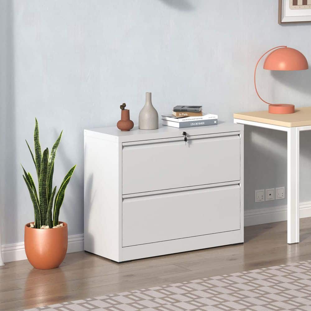 2-Drawer White Metal 35.4 in. W Lateral Lockable File Cabinet for Home Office price history on PriceWatchPro