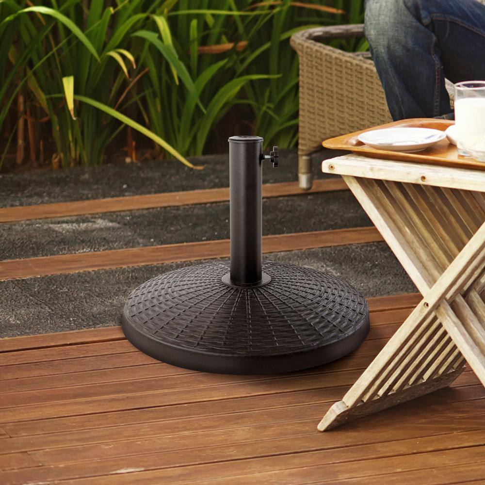 Black Heavy-Duty Round Concrete Patio Umbrella Base