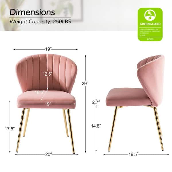 JAYDEN CREATION Luna Pink Velvet 20 in.W x 19.5 in.D x 29 in