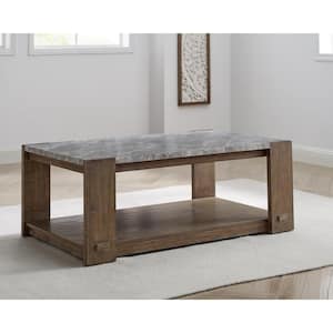 Libby 48 in. Sintered Stone Rectangle Brown Cocktail/Coffee Table with Casters