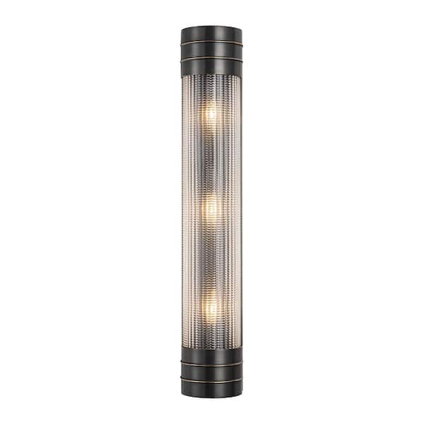 ALORA Willard 24-in 3 Light 60-Watt Urban Bronze/Prismatic Glass Vanity Light