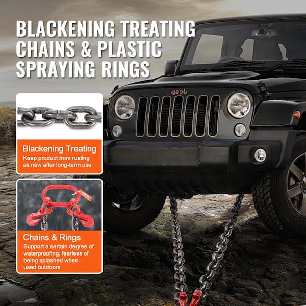 VEVOR G80 V-Bridle Tow Chain - 5/16" X 3 Ft, 10,800 Lb Capacity, With R/T/J/Grab Hooks