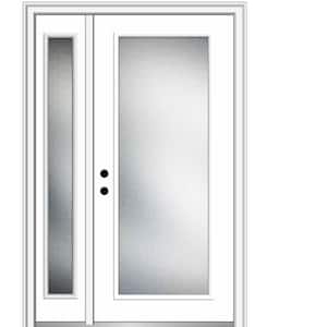 53 in. x 81.75 in. Micro Granite Right-Hand Inswing Full Lite Decorative Primed Steel Prehung Front Door w/ One Sidelite