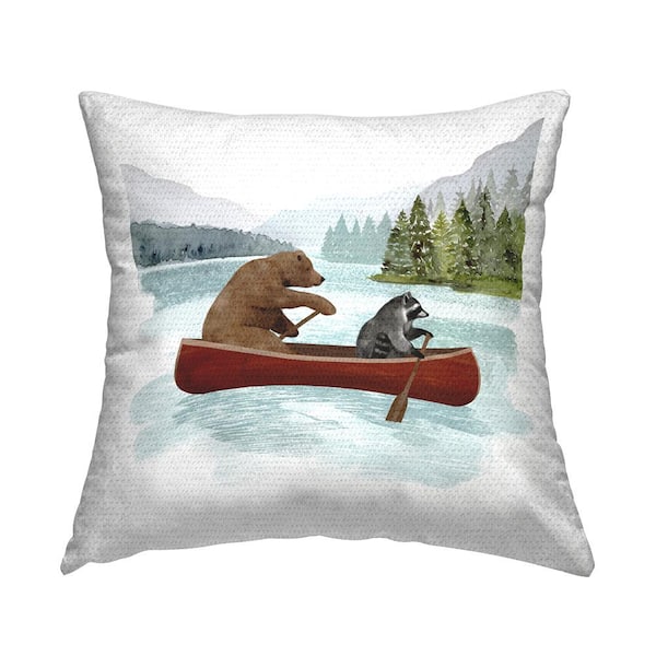 Stupell Industries Animals with Canoe Multi-Color Square Outdoor Throw Pillow