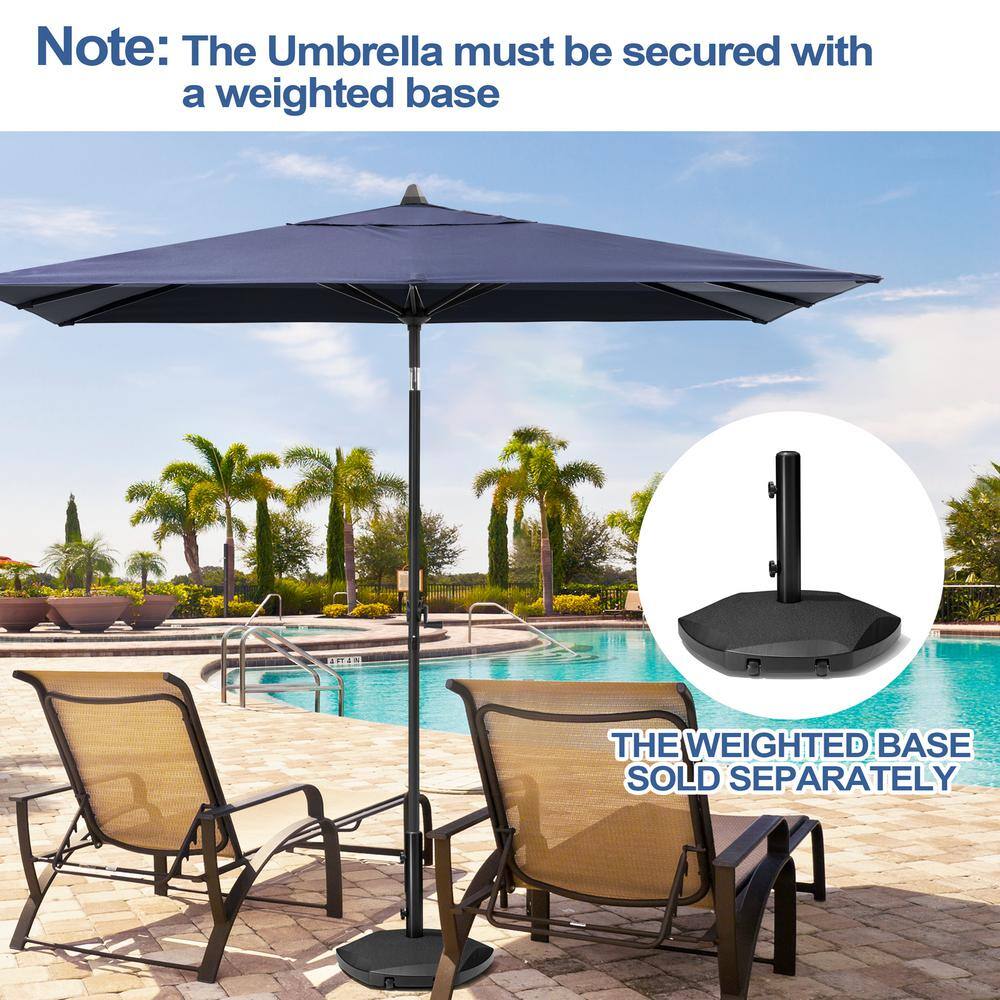 Navy Blue Rectangular Aluminum Patio Umbrella with Crank and Tilt