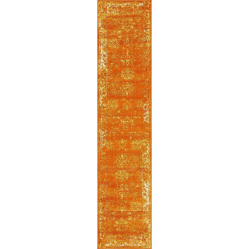 Orange Polypropylene 2 ft. x 9 ft. 10 in. Abstract Indoor Runner Rug
