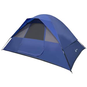 5 Person Camping Tent - Includes Rain Fly and Carrying Bag - Easy Set Up Tent for Backpacking, Hiking, or Beach (Blue)