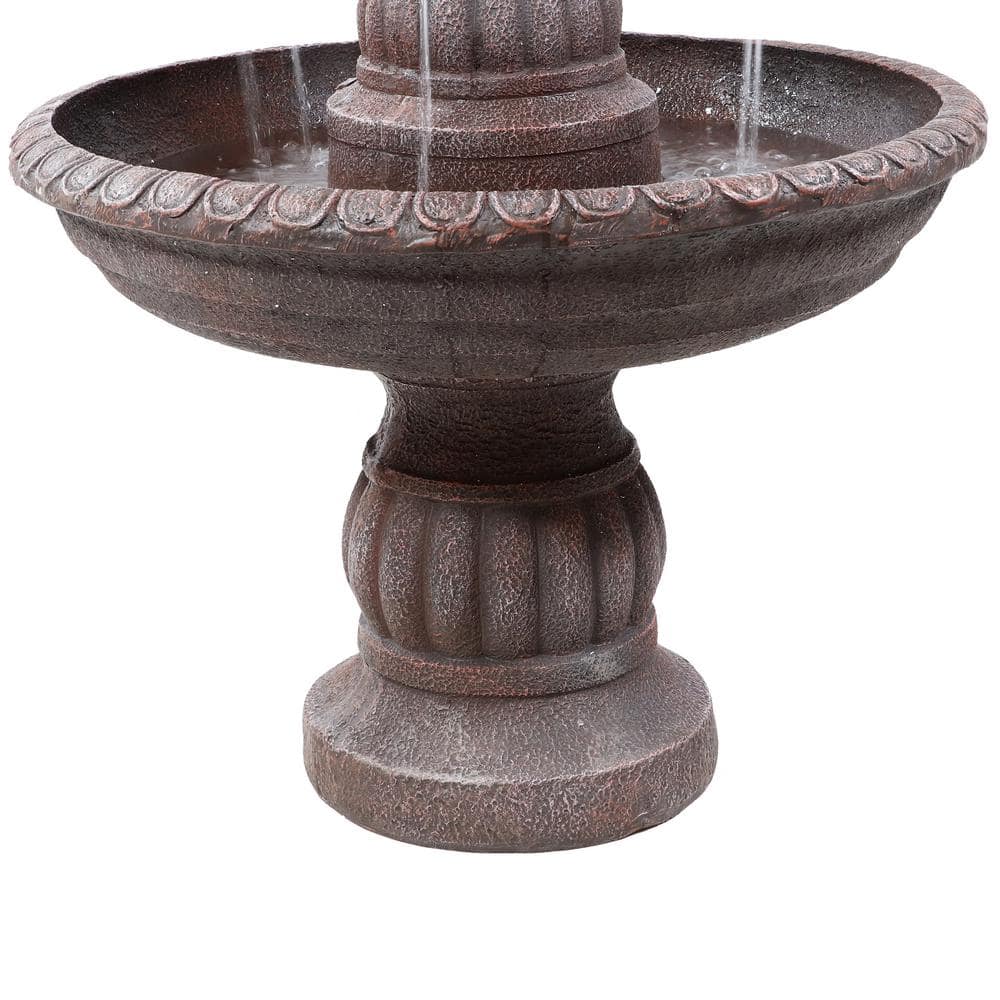 Mediterranean Light Brown Resin 49" 4-Tier Outdoor Fountain