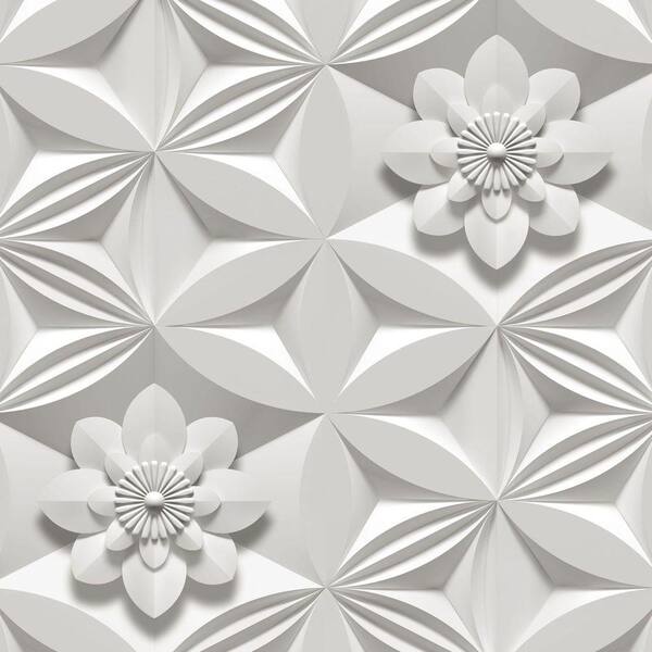 Graham & Brown White Wall Flower Wallpaper