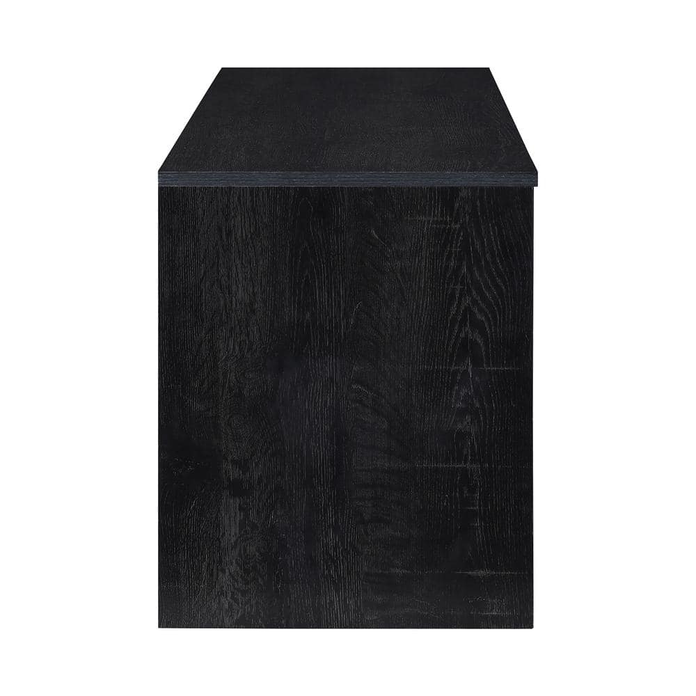 59" Black Oak Farmhouse TV Stand with Sliding Barn Doors