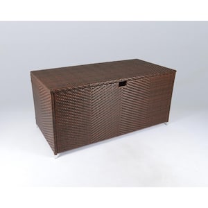 Sea Pines 194 Gal. Large Java Resin Wicker Outdoor Deck Box with Reinforced Waterproof Patio Furniture Lid