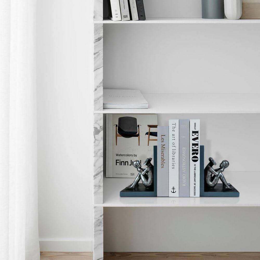 Heavy Duty Decorative Bookends Set, Non-Slip Resin Book Holders