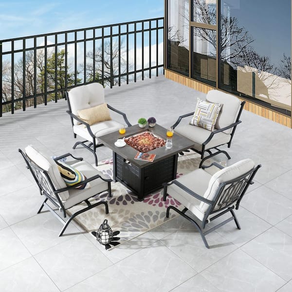 Metal Patio Fire Pit Seating Set, Fire Pit Seating Cushions