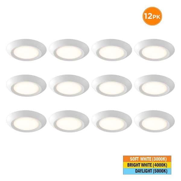 Commercial Electric 10 in. 18-Watt Adjustable CCT Disk Light LED Flush Mount Light Fixture 1500LM J-Box Compatible 120V Dimmable (12-Pack)