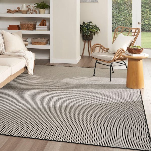 Courtyard Black White 9 ft. x 12 ft. All-over design Contemporary Area Rug