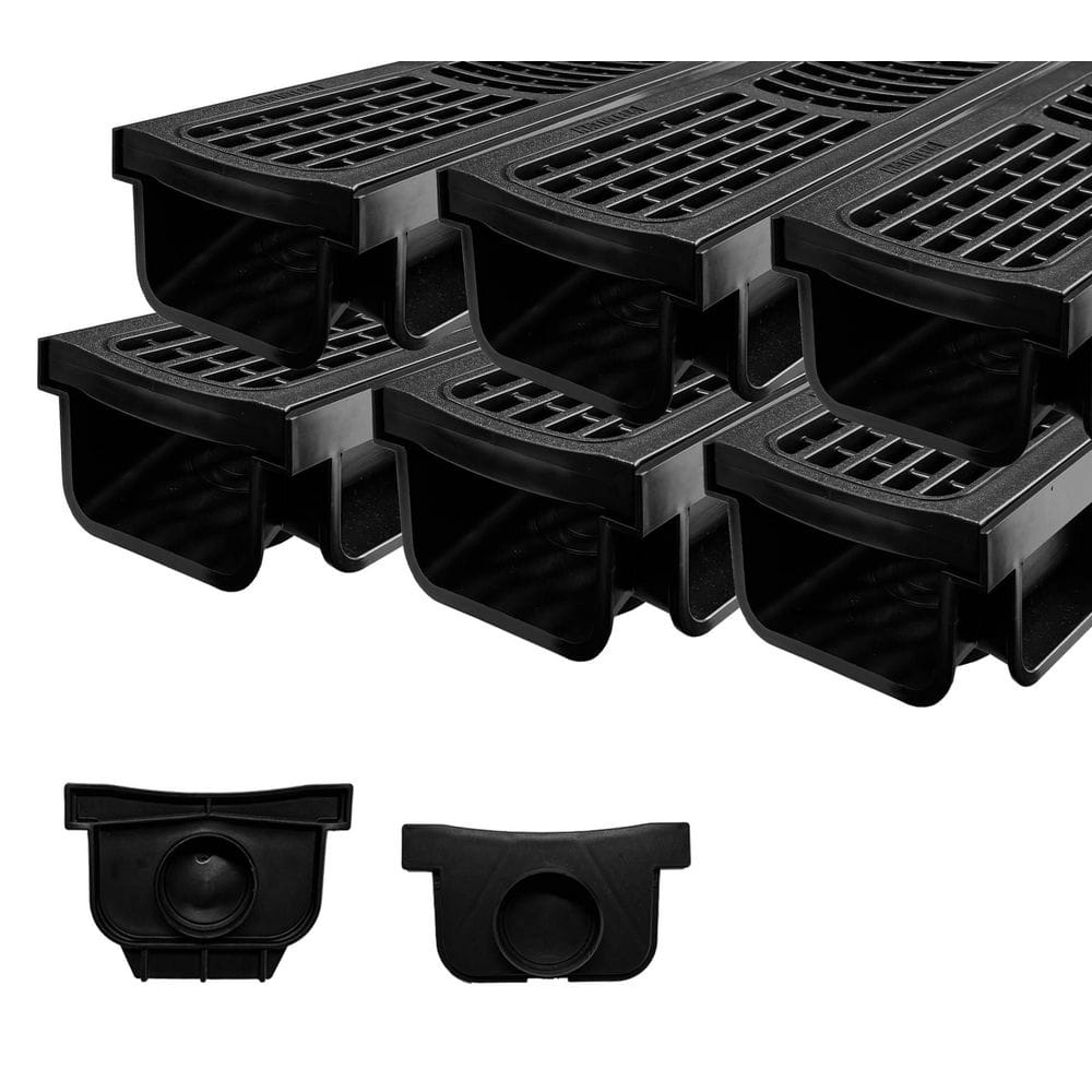 19.7 in. x 5.5 in. x 3.9 in. B Class Driveway Channel Drain with HDPE Grate Shallow Profile Trench Drain System (6 Pack) price history on PriceWatchPro