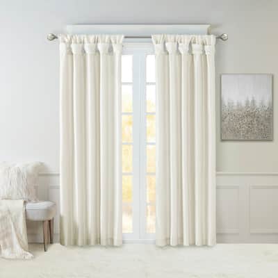 White Solid Twist Tab Room Darkening Curtain - 50 in. W x 95 in. L