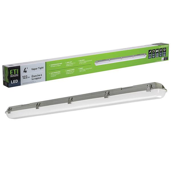4 ft. 96-Watt Equivalence Integrated LED White Strip Light Fixture Vapor Tight 4000K High Output 5400 Lumens Multi-Volt 4 ft. 96-Watt Equivalence Integrated LED White Strip Light Fixture Vapor Tight 4000K High Output 5400 Lumens Multi-Volt