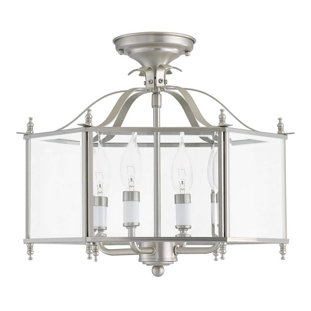 Livingston Classic Brushed Nickel 4-Light Pendant with Clear Beveled Glass