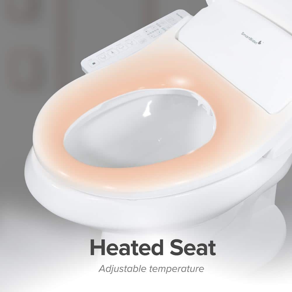 White Electric Bidet Toilet Seat with Heated Water and Touch Control