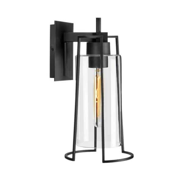 NORWELL Small Cere 1-Light Matte Black Outdoor Wall Lantern Sconce