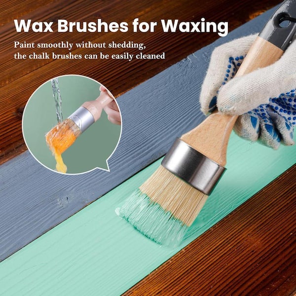 KIWDZFU 4-Pcs Chalk Paint Wax Brush Set for DIY Home Decor and Art
