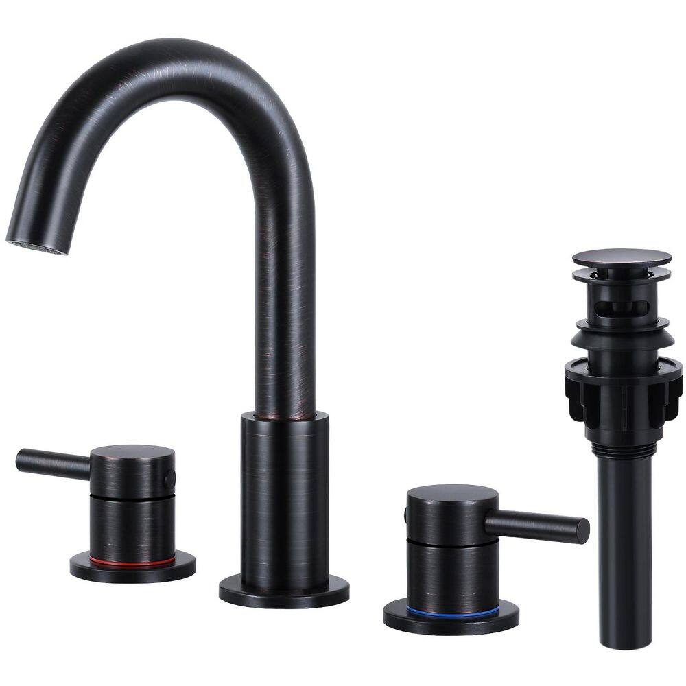 Double Handle 8 in. Widespread High Arc Bathroom Faucet with Pop-up Drain i