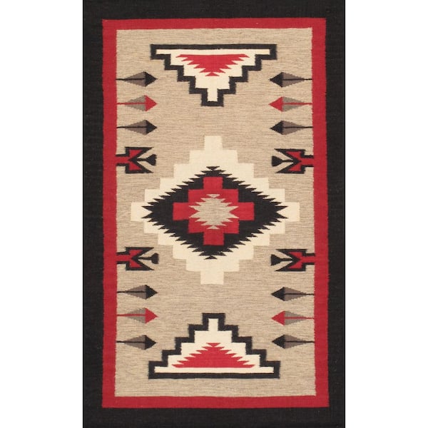 Tuscany Beige/Black 3 ft. x 5 ft. Geomatric Area Rug