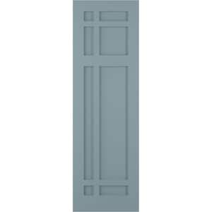 12 in. x 47 in. Flat Panel True Fit PVC San Juan Capistrano Mission Style Fixed Mount Shutters Pair in Peaceful Blue