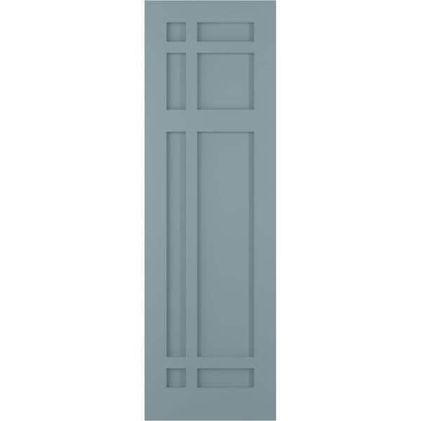 Ekena Millwork 15 inchw x 57 inchh True Fit PVC Two Panel Chevron Modern Style Fixed Mount Shutters, Moss Green (Per Pair - Hardware Not Included)