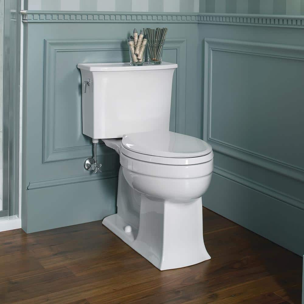 KOHLER Cachet Anitmicrobial Elongated Closed Front Toilet Seat in White ...