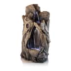 52 in. Tall Outdoor Rainforest Waterfall Tree Trunk Fountain with LED Lights