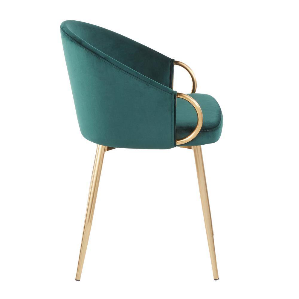 Emerald Green Velvet Upholstered Dining Chair with Gold Metal Frame