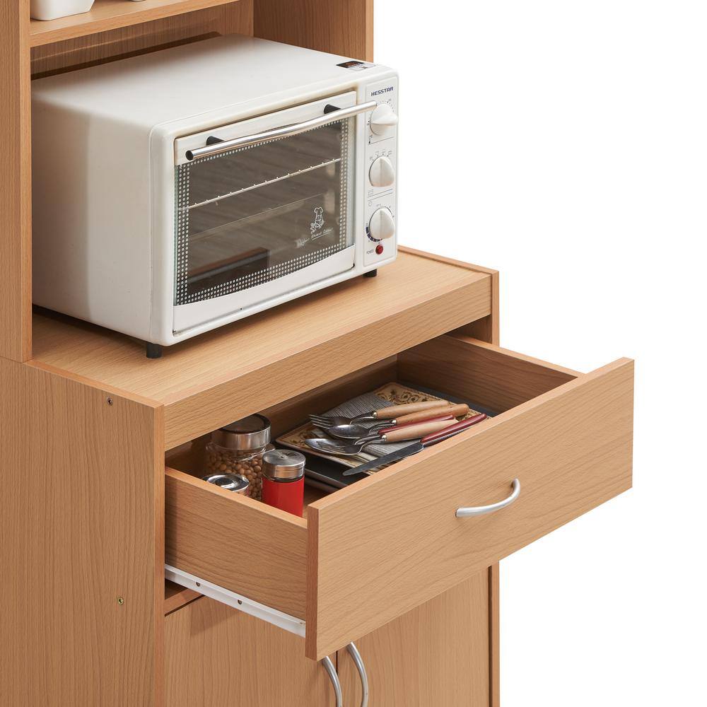 Beechwood 54" Kitchen Cabinet with Open Shelves and Enclosed Storage