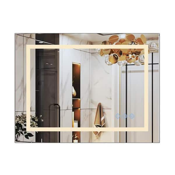 Miscool Anky 32 in. W x 24 in. H Rectangular Frameless Wall Mounted LED Bathroom Vanity Mirror