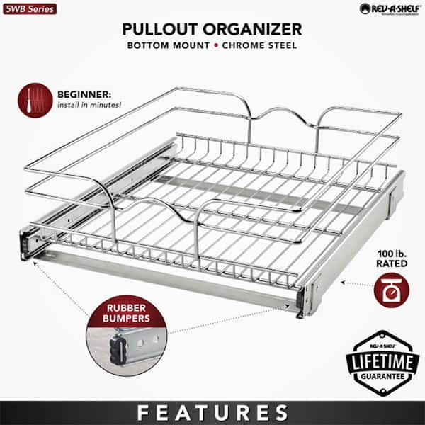 Rev-A-Shelf 18 in. x 20 in. Single Kitchen Cabinet Pull Out Wire Basket 5WB1 -1820CR-1 - The Home Depot