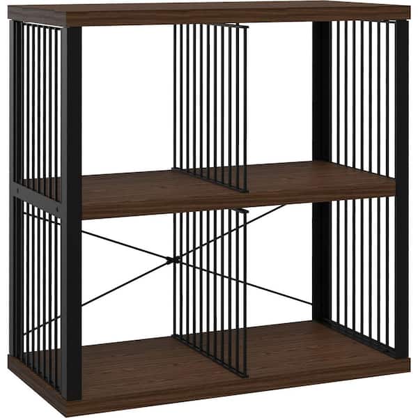 30.55 in. H x 30.20 in. W x 14.96 in. D Apple Walnut Mixed Material-4 Cube Storage Organizer