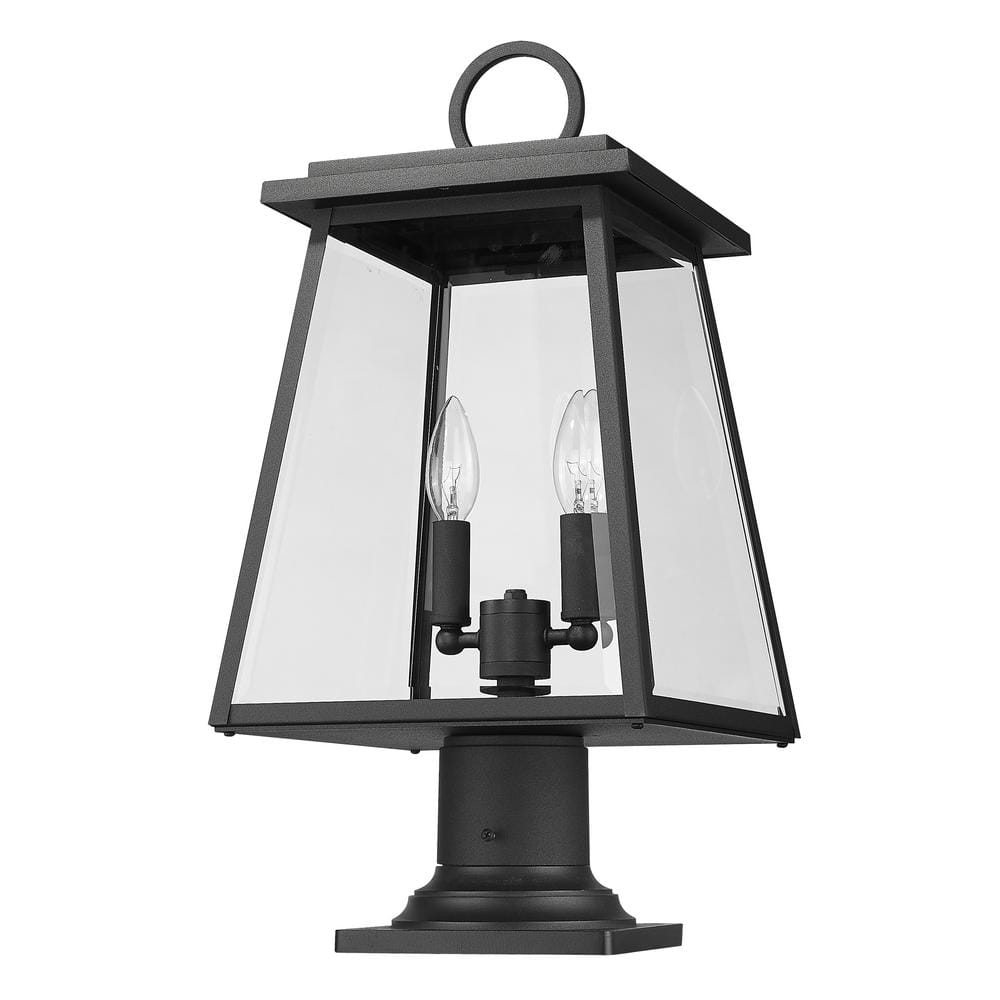 Broughton Black Aluminum and Glass Outdoor Pier Light